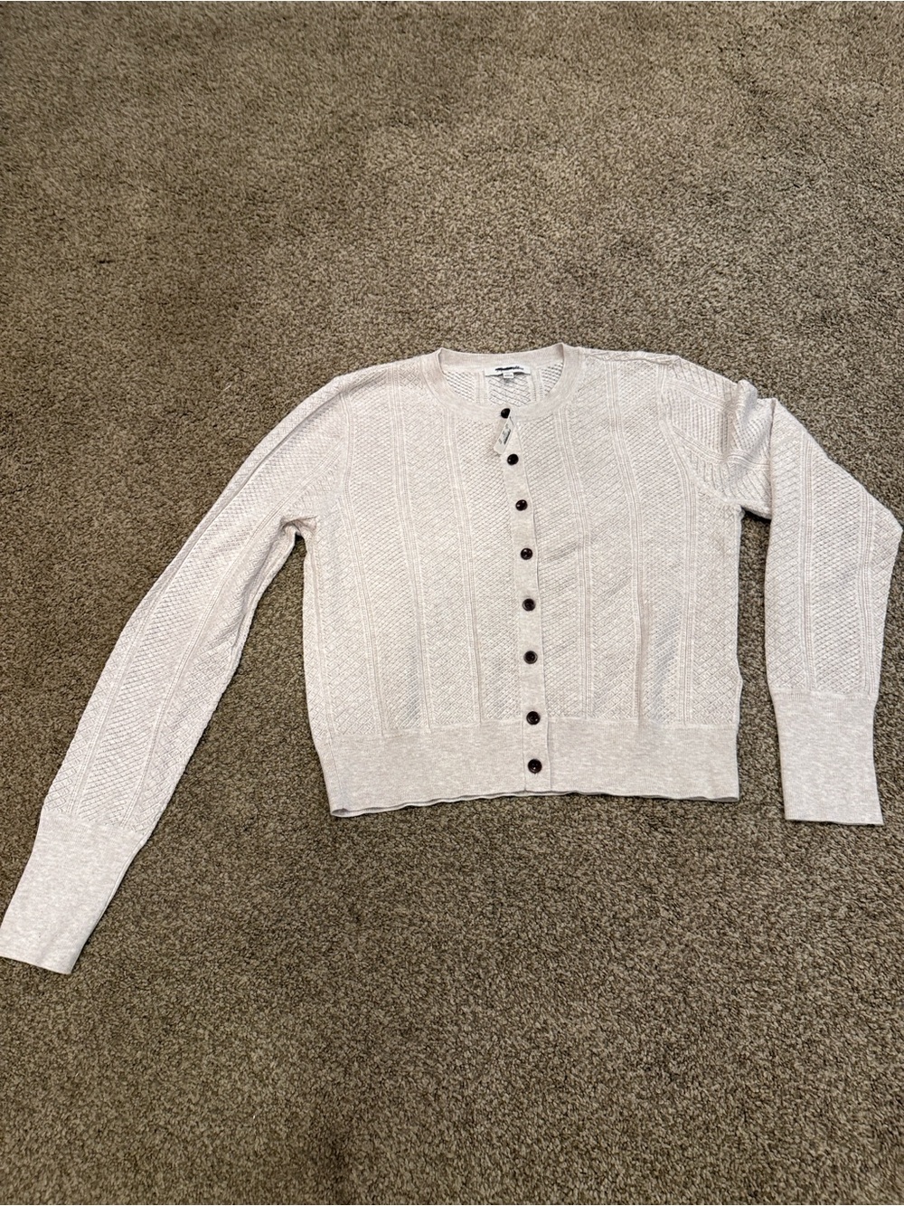 Madewell Cream Cable-Knit Button Front Cardigan